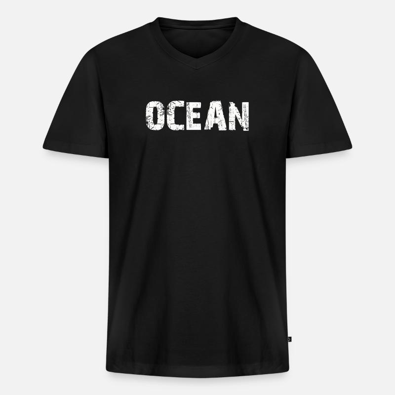 OCEAN - Männer Premium Bio T-Shirt mit V-Ausschnitt - Schwarz