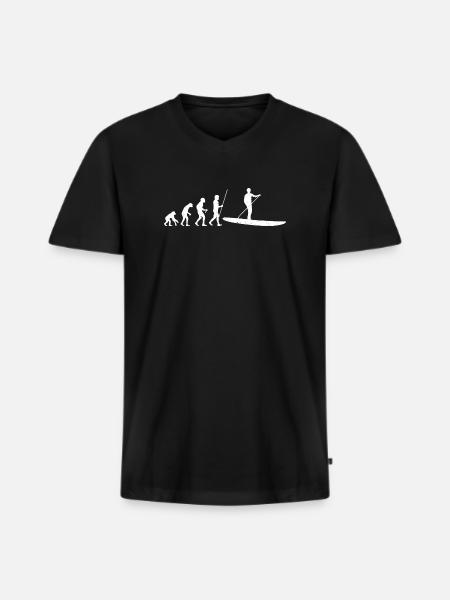 SUP Evolution - Männer Premium Bio T-Shirt mit V-Ausschnitt - Schwarz