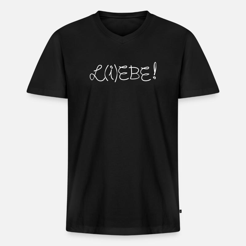 L(i)ebe Liebe Lebe - Männer Premium Bio T-Shirt mit V-Ausschnitt - Schwarz