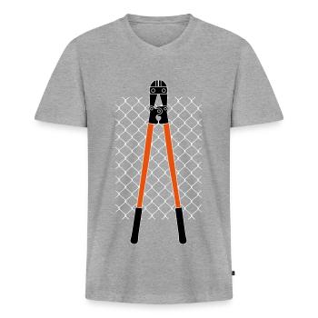 CLÔTURE ET PINCES DE VANDAL - T-shirt encolure en V Premium bio Homme - gris chiné - Devant