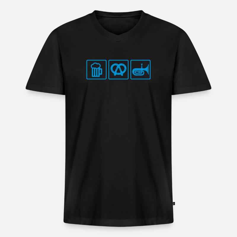 blasmusik bier - Männer Premium Bio T-Shirt mit V-Ausschnitt - Schwarz