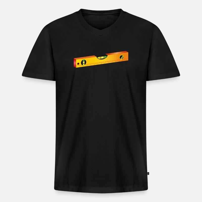 Wasserwaage,Richtwaage oder Maurerwaage - Männer Premium Bio T-Shirt mit V-Ausschnitt - Schwarz