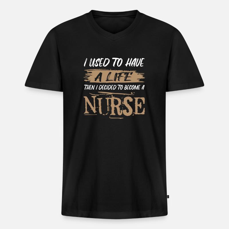 Leben einer Krankenschwester. Sarkastischer Spruch - Männer Premium Bio T-Shirt mit V-Ausschnitt - Schwarz
