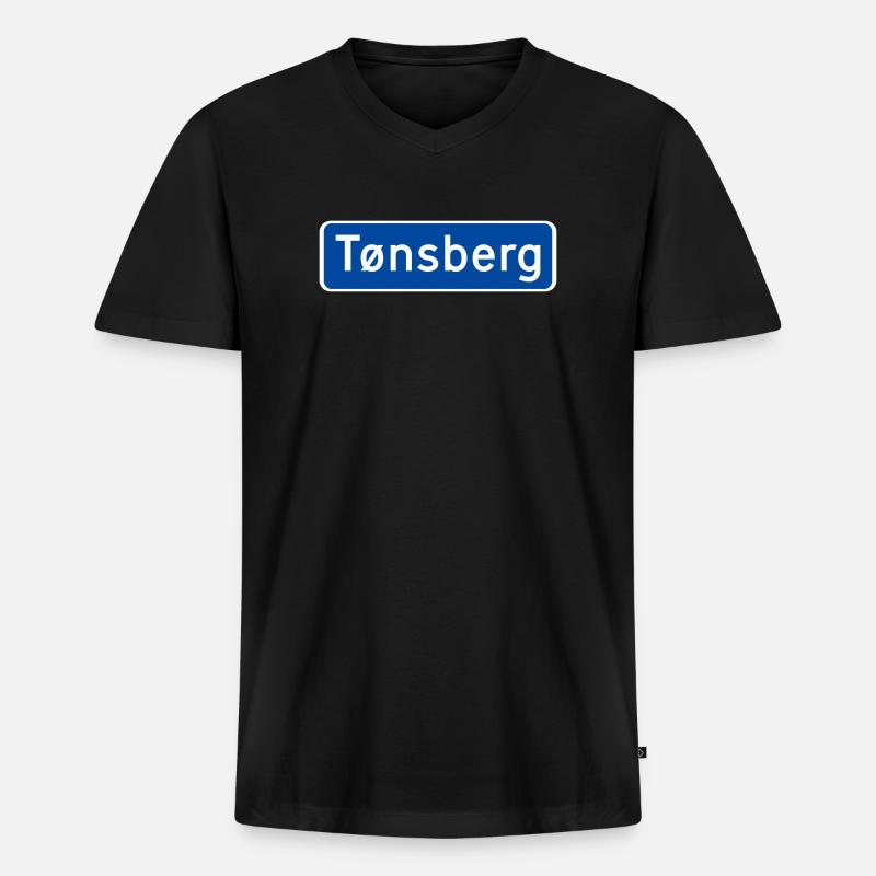 Tonsberg - Männer Premium Bio T-Shirt mit V-Ausschnitt - Schwarz