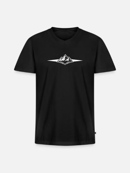 Mountains icon line - Men's Premium Organic T-shirt with V-neck - black