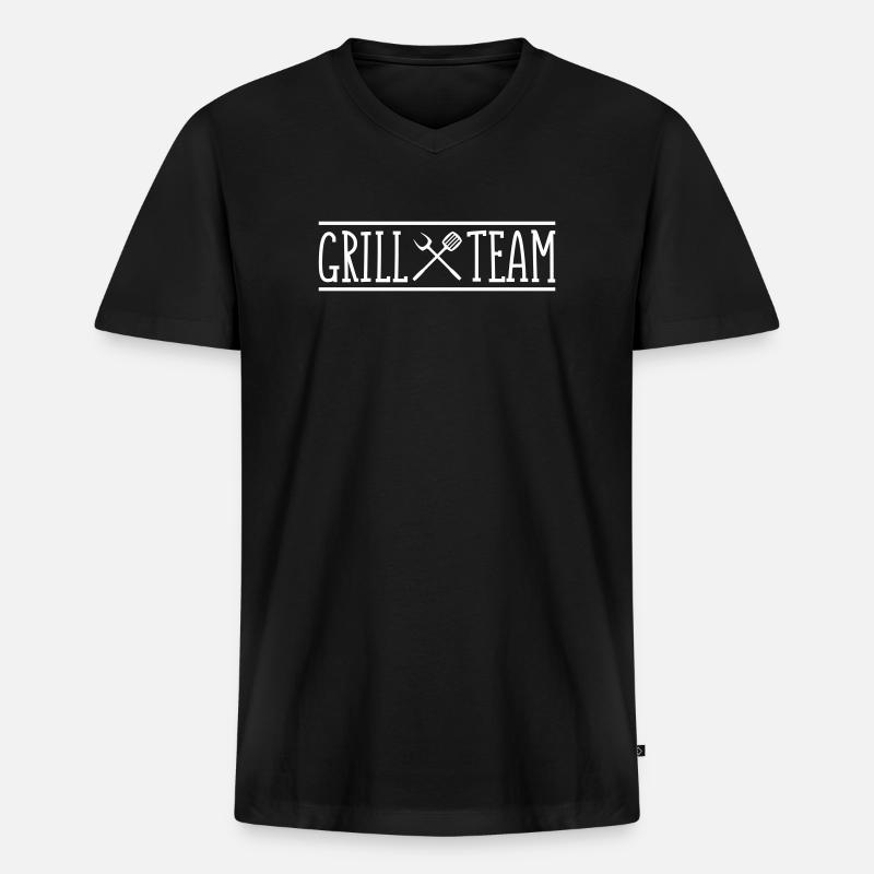 grill_team - Männer Premium Bio T-Shirt mit V-Ausschnitt - Schwarz