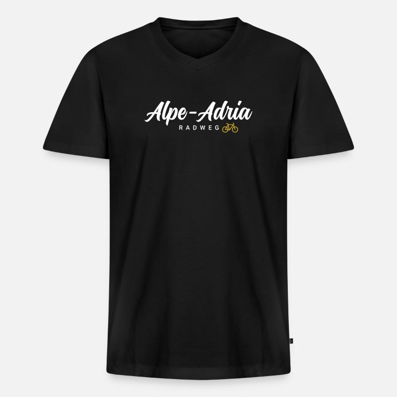 Alpe Adria Radweg - Männer Premium Bio T-Shirt mit V-Ausschnitt - Schwarz