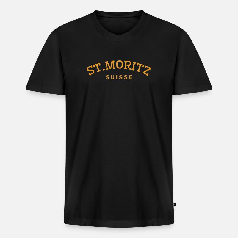 St. Moritz - Suisse - Schweiz - Swiss - Männer Premium Bio T-Shirt mit V-Ausschnitt - Schwarz