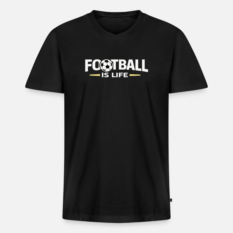 Fußball ist Leben - Männer Premium Bio T-Shirt mit V-Ausschnitt - Schwarz