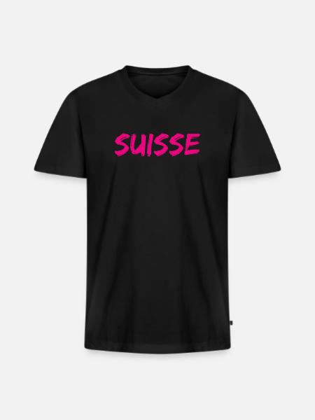 SUISSE. PAYS - T-shirt encolure en V Premium bio Homme - noir