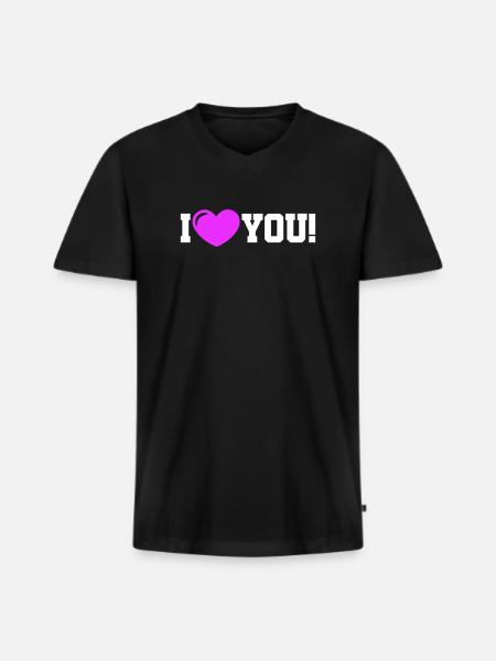 I love you - Ich Liebe Dich - Men's Premium Organic T-shirt with V-neck - black