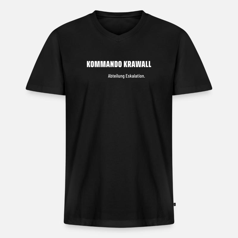 Kommando Krawall. Abteilung Eskalation. Pegelfest. - Männer Premium Bio T-Shirt mit V-Ausschnitt - Schwarz