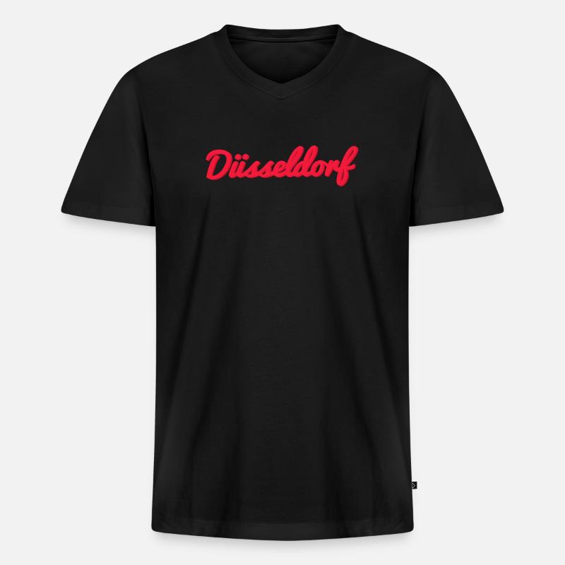 Düsseldorf Script Stadtlogo - Männer Premium Bio T-Shirt mit V-Ausschnitt - Schwarz