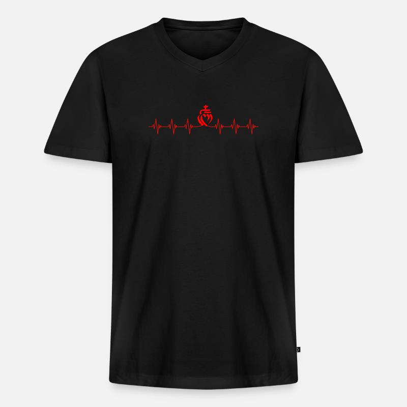 Vendée Herzfrequenz-Aufsatz - Männer Premium Bio T-Shirt mit V-Ausschnitt - Schwarz