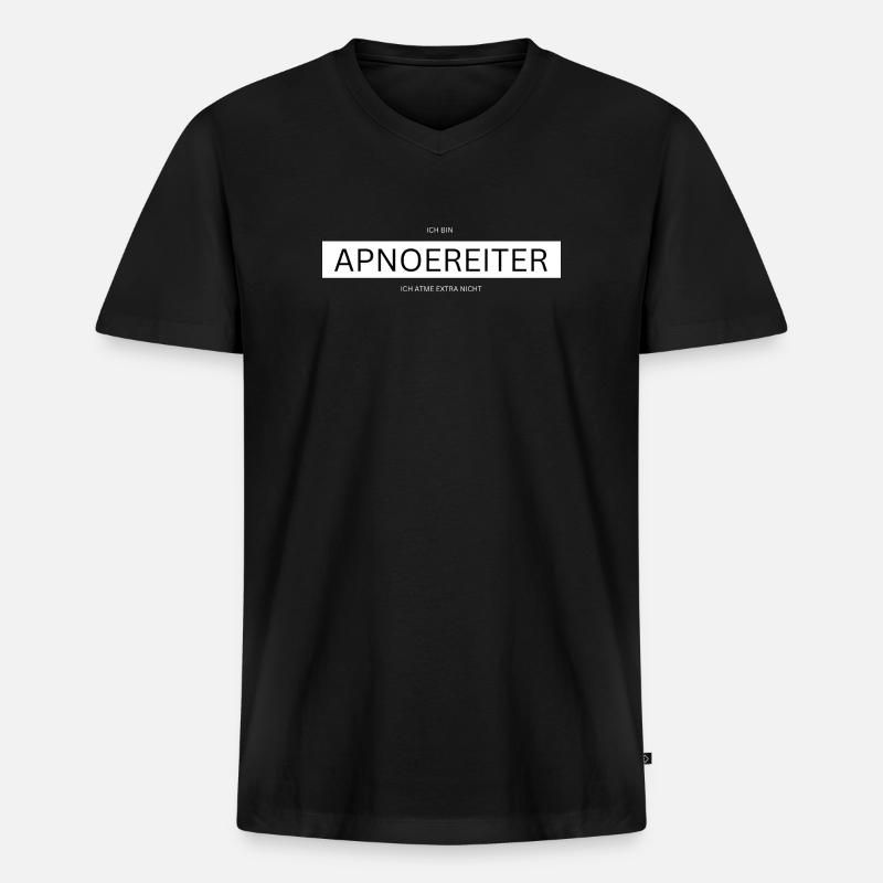 ApnoReiter: Atemloses Statement - Männer Premium Bio T-Shirt mit V-Ausschnitt - Schwarz
