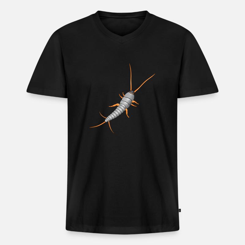 Silberfischchen, Lepisma saccharina, silverfish - Männer Premium Bio T-Shirt mit V-Ausschnitt - Schwarz
