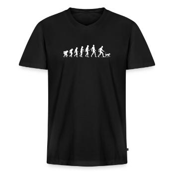 Evolution of Man and Canine - Men's Premium Organic T-shirt with V-neck - black - Front - Nico (187cm)