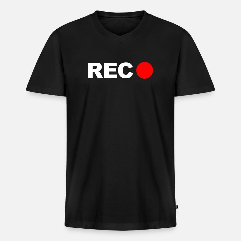 REC - Männer Premium Bio T-Shirt mit V-Ausschnitt - Schwarz