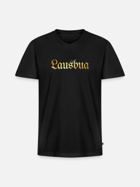 Lausbua (Goldgelb) Lausbube - Männer Premium Bio T-Shirt mit V-Ausschnitt - Schwarz