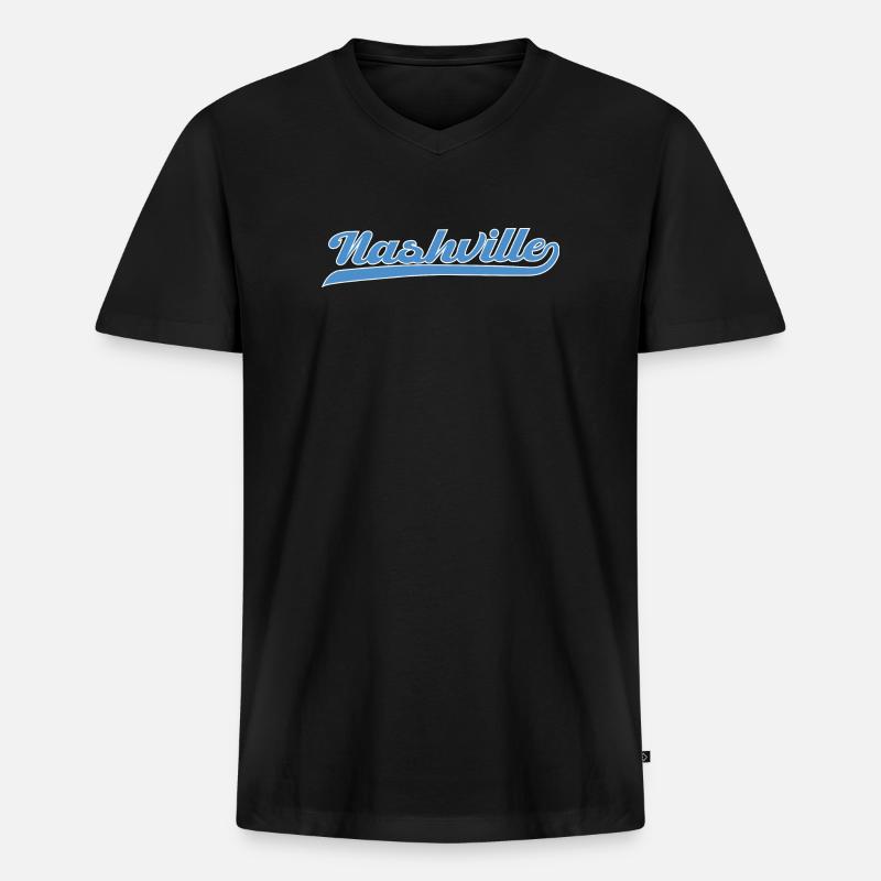 Nashville Script mit Schwunglinie - Männer Premium Bio T-Shirt mit V-Ausschnitt - Schwarz