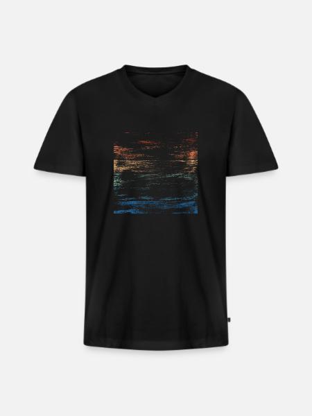 Retro Rainbow Distressed Brushstrokes - Men's Premium Organic T-shirt with V-neck - black
