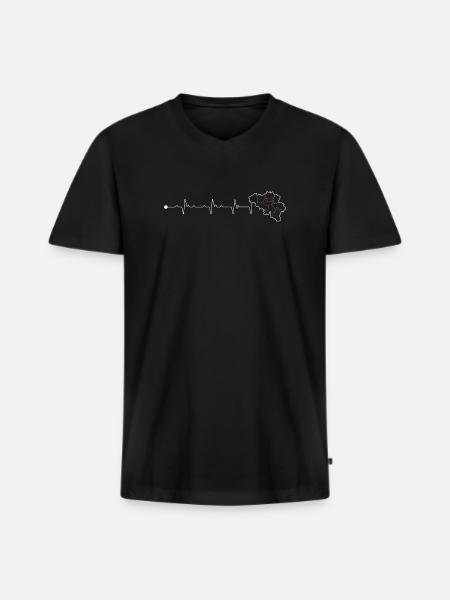 Heartbeat Map Outline - Men's Premium Organic T-shirt with V-neck - black