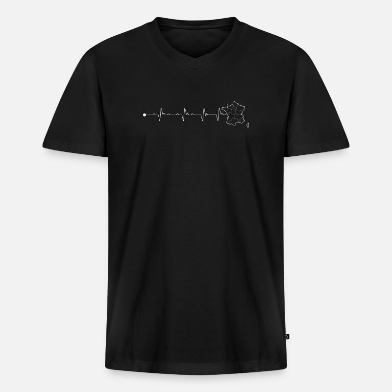 Heartbeat-Map-Pin-Design - Männer Premium Bio T-Shirt mit V-Ausschnitt - Schwarz