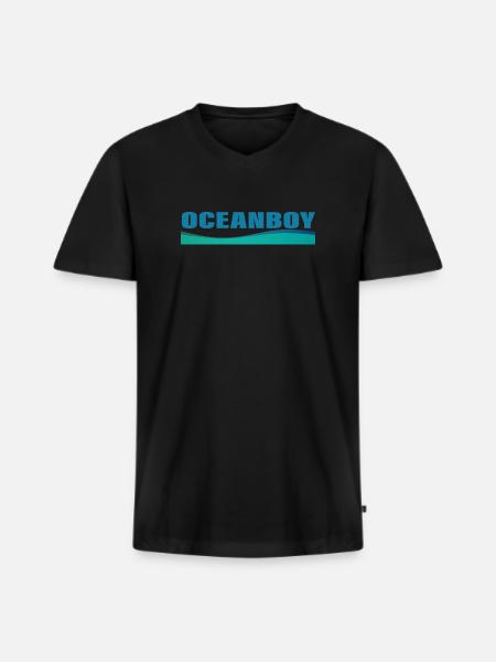 GARÇON OCÉAN - T-shirt encolure en V Premium bio Homme - noir
