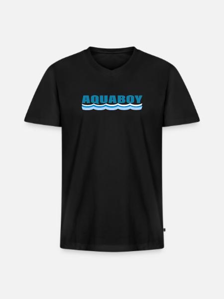 AQUABOY - Men's Premium Organic T-shirt with V-neck - black