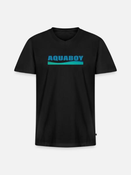 AQUABOY - T-shirt encolure en V Premium bio Homme - noir