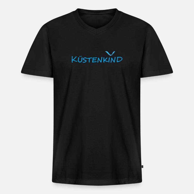 KÜSTENKIND - Männer Premium Bio T-Shirt mit V-Ausschnitt - Schwarz