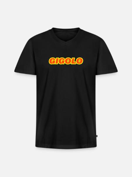 Gigolo - T-shirt encolure en V Premium bio Homme - noir