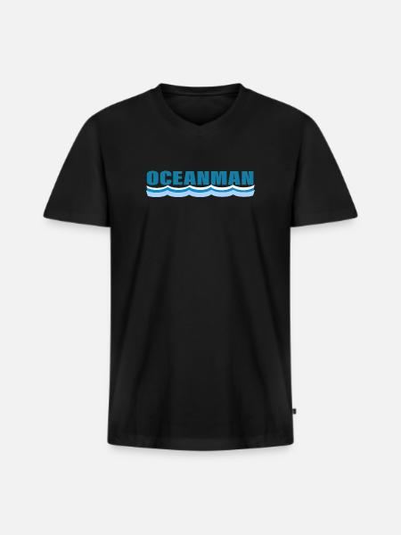 OCEANMAN - T-shirt encolure en V Premium bio Homme - noir
