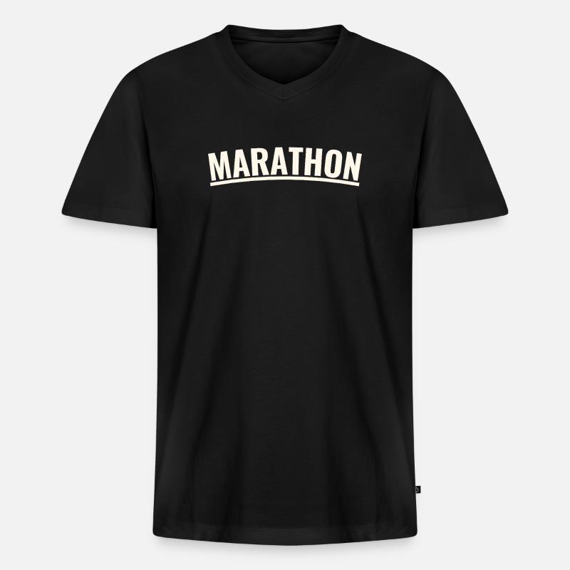 Marathon - Männer Premium Bio T-Shirt mit V-Ausschnitt - Schwarz