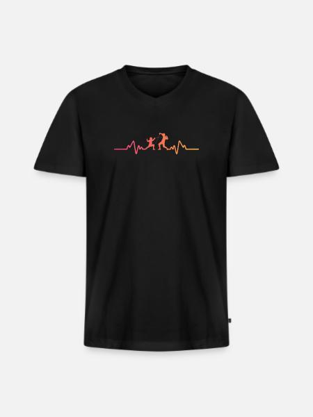 Sunset Heartbeat Fencing - Men's Premium Organic T-shirt with V-neck - black