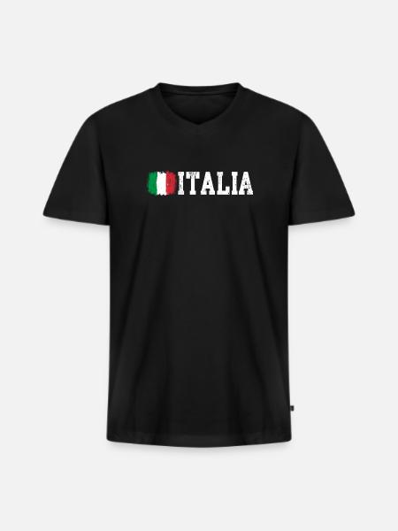 Drapeau de l’Italie - T-shirt encolure en V Premium bio Homme - noir
