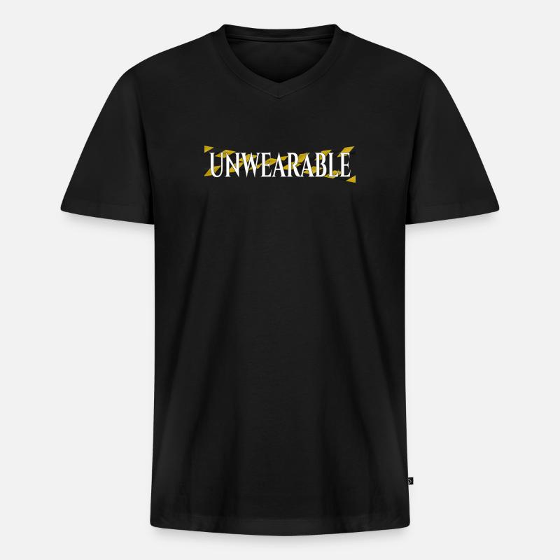 Untragbar – Statement-Design mit Warnband - Männer Premium Bio T-Shirt mit V-Ausschnitt - Schwarz