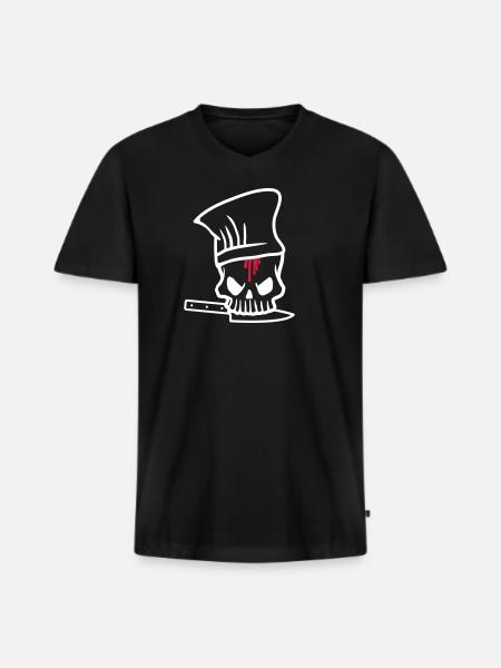 Chef Skull - Männer Premium Bio T-Shirt mit V-Ausschnitt - Schwarz