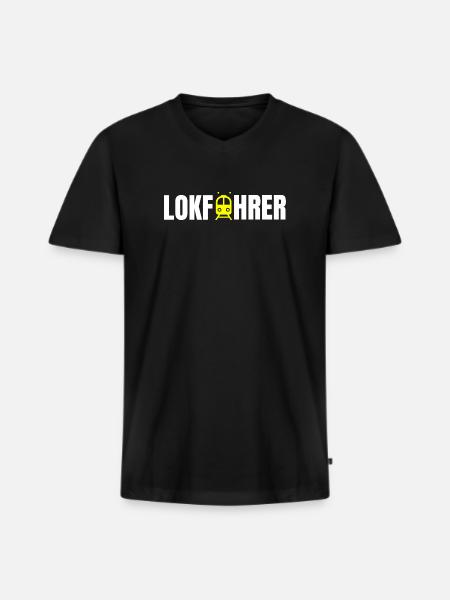 Lokführer Design - Männer Premium Bio T-Shirt mit V-Ausschnitt - Schwarz