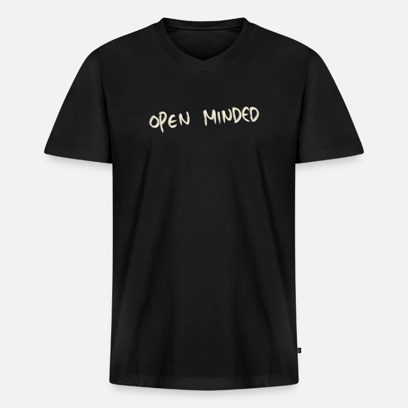Open minded - Männer Premium Bio T-Shirt mit V-Ausschnitt - Schwarz