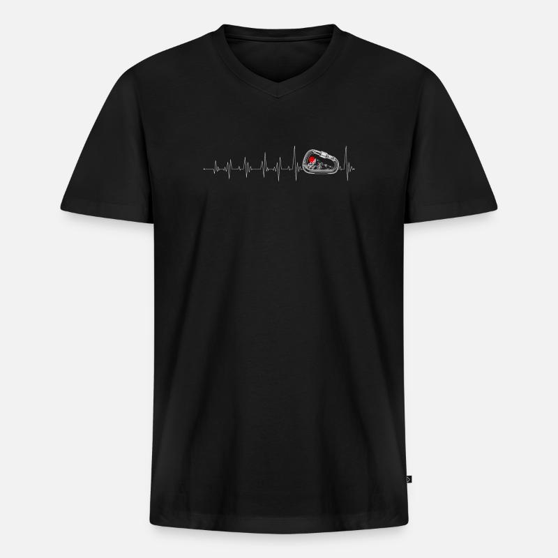 Herzschlag Ring Liebespuls - Männer Premium Bio T-Shirt mit V-Ausschnitt - Schwarz