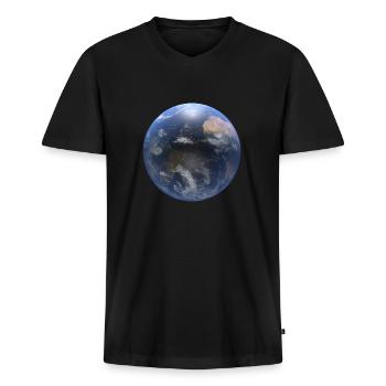 Le monde - T-shirt encolure en V Premium bio Homme - noir - Devant - Nico (187cm)