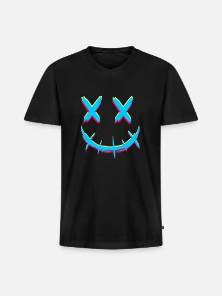 Sorridi con x occhi - Maglietta ecologica premium da uomo con scollo a V - nero