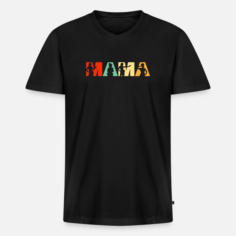 Polizei Mama Polizei Mutter Retro - Männer Premium Bio T-Shirt mit V-Ausschnitt - Schwarz