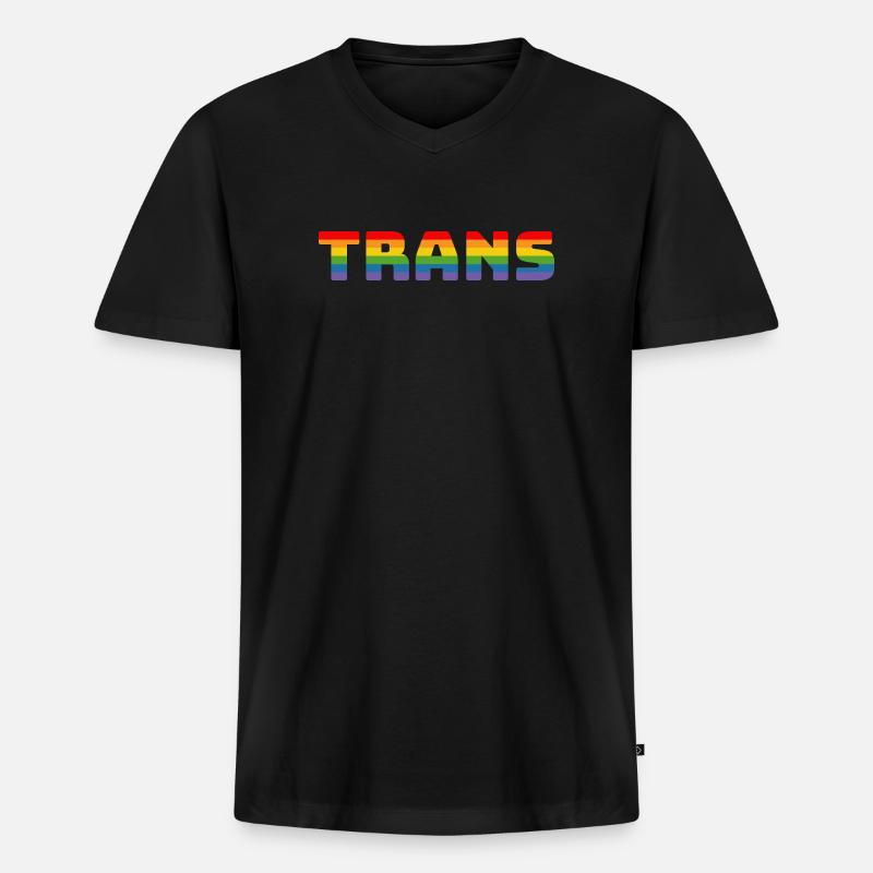 Regenbogen Trans - Männer Premium Bio T-Shirt mit V-Ausschnitt - Schwarz