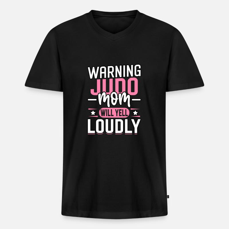 Warnung: Judo-Mama wird laut schreien - Männer Premium Bio T-Shirt mit V-Ausschnitt - Schwarz