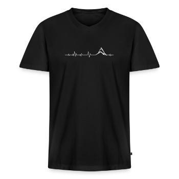 Montagne montagne - T-shirt encolure en V Premium bio Homme - noir - Devant - Nico (187cm)