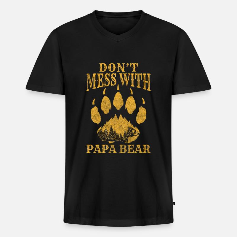 Bär Winterschlaf Tier - Männer Premium Bio T-Shirt mit V-Ausschnitt - Schwarz