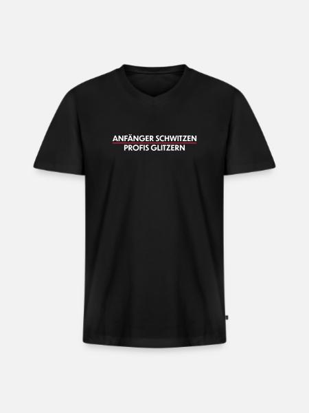 Anfänger schwitzen, Profis Glitzern - Männer Premium Bio T-Shirt mit V-Ausschnitt - Schwarz