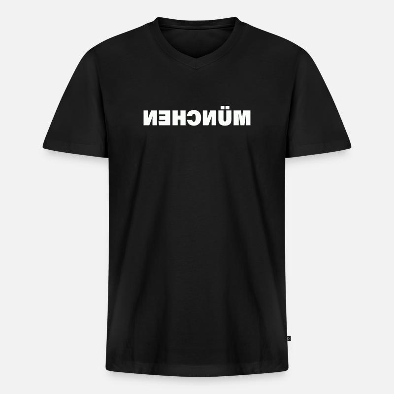 MÜNCHEN - Männer Premium Bio T-Shirt mit V-Ausschnitt - Schwarz